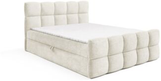 yourhouse24 Boxbett Valentino Bouclé (Boxbett mit Matratze & Topper), mit zwei Bettkästen, Bouclé-Stoffbezug, Steppkopfteil