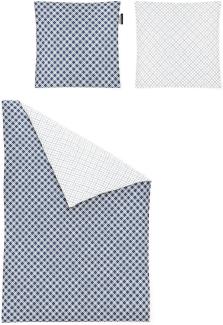 Irisette Mako-Satin Bettwäsche Set Bea 8254 blau 155 x 220 cm + 1 x Kissenbezug 80 x 80 cm