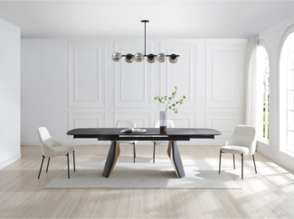 Vente-unique - Deckenleuchte – Metall – 6 Rauchglas-Kugeln – L 98 cm – Schwarz – YUKON