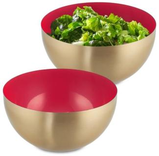 2 x Salatschüssel aus Edelstahl rot/gold 10042525