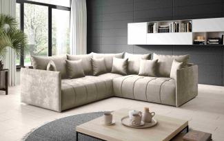 Furnix Ecksofa Polstercouch ASVIL Schlafsofa in L-Form Bettkasten und Kissen, 231x231x83cm