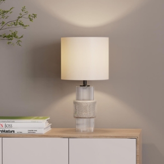 HOME DELUXE Große Tischlampe aus Glas YUKI - Transparent
