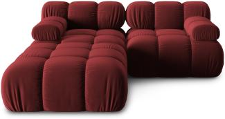 Micadoni Modulares Sofa Bellis 3-Sitzer mit flachem Modul Samtstoff Dunkelrot