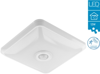 12 W LED Deckenleuchte Treppenleuchte mit Bewegungsmelder Quadrat 25x25 cm 4000K Neutralweiß