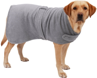 Betz Hundehandtuch extra saugfähig & schnelltrocknend mit Klettverschluss, 100% Baumwolle, Hunde Bademantel