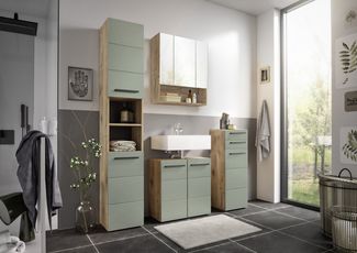 Badezimmer-Set >Vista< (4-tlg.) in Viking Oak / Schilfgrün - 170 x 190 x 31 (BxHxT)