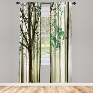 Abakuhaus Gardine Vorhang für Wohnzimmer Schlafzimmer Dekor, Microfaser, Herbst Einsamer Baum Blätter Wald