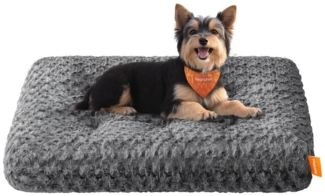 Feandrea Hundebett, Hundekissen M, für kleine Hunde, flauschige Hundematte, Plüsch, 80 x 50 cm, weiche Polsterung, waschbar, rutschfest, schiefergrau