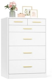 VASAGLE Kommode mit 6 Schubladen, Aufbewahrungsschrank, für Schlafzimmer, Wohnzimmer, 40 x 60.2 x 88,7 cm, weiß