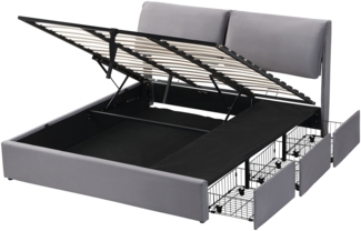 ComfortXL Polsterbett-BB402, Massivholz, Grau, 210x162x102cm