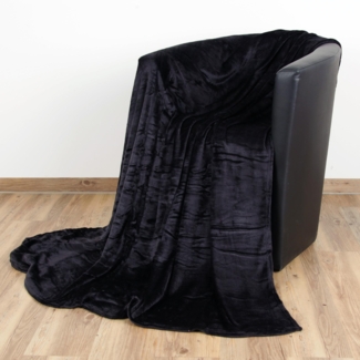 Kuscheldecke Wohndecke "Celina" - hochwertige Flauschige Decke, 60 x 80 cm - Schwarz