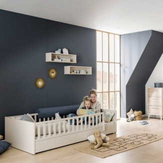 PAIDI Kinderbett LITTLE FLO, vom Baby bis zum Teeni, in mehreren Farben und Breiten (Breite/Länge: 90x200 cm + 120X200cm +140x200 cm), umbaubar zum Kinder- oder Jugendbett, Bodenbett auch als Sofa nutzbar