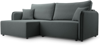 Selsey 'Kassian' Ecksofa mit Schlaffunktion und Bettkasten, grau, links