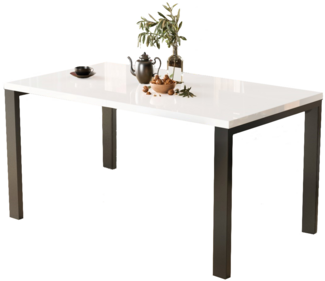 Esstisch "Garant 80" 80-170cm ausziehbar, erweiterbar (Weiß Hochglanz)