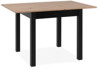 Esstisch >Coburg< ausziehbar 120cm, Artisan Eiche / schwarz - 80/120x76,5x80cm (BxHxT)