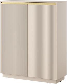 Kommode Rumbed K104 mit 2 Drehtüren (Farbe: Sandbeige / Sandbeige + Gold Anoda)