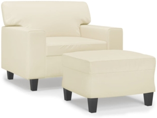vidaXL Sessel mit Hocker Creme 60 cm Kunstleder 3201160