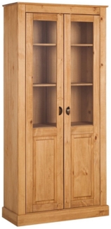 loft24 Standvitrine Tommy Vitrine, Kiefer Massivholz, Landhaus, 2 Glastüren, Höhe 180 cm