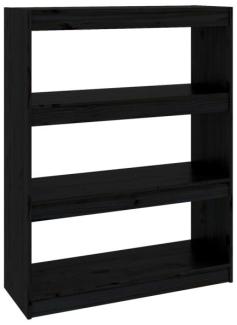 vidaXL Bücherregal/Raumteiler Schwarz 80x30x103,5 cm Massivholz Kiefer 808192