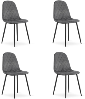 Valora DAPI Stühle, dunkelgrauer Samt, 4er-Set | strapazierfähig | komfortabel