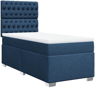 vidaXL Boxspringbett mit Matratze Blau 80x200 cm Stoff 3290328