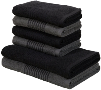 Bruno Banani Handtuch Set Jassen, Duschtücher, Handtücher, Walkfrottee (Set, 6-St), mit gestreifter Bordüre, 6 teiliges Handtücher Set aus 100% Baumwolle