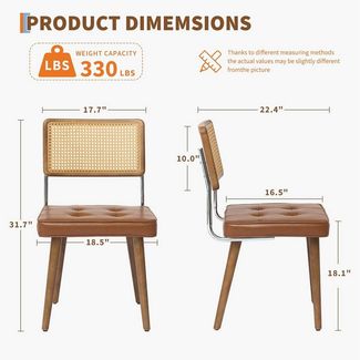 GarveeMore Esszimmerstuhl aus natürlichem Rattan 2er-Set,Küchenstühle im Mid-Century-Stil (1 St), moderne Esszimmerstühle im Boho-Stil mit stabilen Holzbeinen