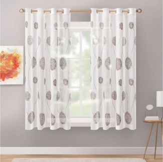 Delindo Lifestyle Gardine Serie Monique (2 St), Ösen, halbtransparent, Voile, Store mit dezenter Stickerei