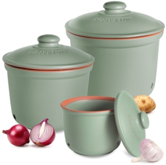 RÖMERTOPF Vorratsdose Frische-Topf 3er Set, Grün, Keramik, (Set), aus Naturton