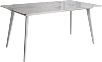 Gartentisch RODALLO 160 cm 90 cm Stein Weißer Marmor