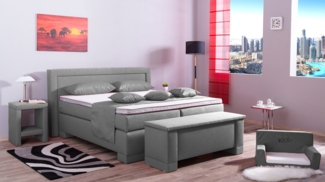 Meisterbetten Boxspringbett Rico 140x220 in W-White, Matratzenbezug Nano, Komfortschaum-Topper