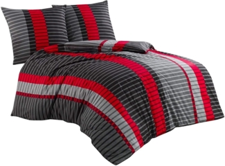 CLASS HOME COLLECTION Bettwäsche Renforce Bettbezug 135x200 155x200 200x200 200x220 Wind Rot, 100% Baumwolle, 3 teilig, 100% Baumwolle, angenehmes Hautgefühl, gestreift, modern, rot