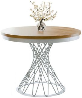 Compleo Esstisch Küchentisch, Runder Esszimmertisch 100-140, Metallbeine LUKO, Loft Stil