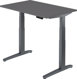 bümö elektrisch höhenverstellbarer Schreibtisch 120x80 cm mit Memory-Steuerung - Design Schreibtisch höhenverstellbar elektrisch, elektrischer Schreibtisch graphit, Gestell graphit, XBHM-12-G-GG