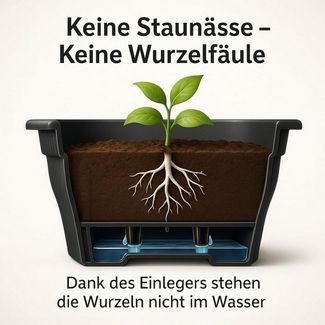 6x Balkonkasten 100cm Blumenkasten mit Wasserspeicher Anthrazit / Grau, 25 L - Blumenkästen wetterfest Pflanzkasten mit Einsatz Lange Balkonkästen für Garten und Balkon witterungsbeständig