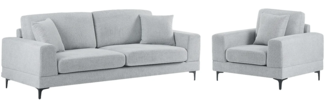 Vente-unique - 3-Sitzer-Sofa & Sessel - Strukturstoff - Hellgrau - JAMOLO