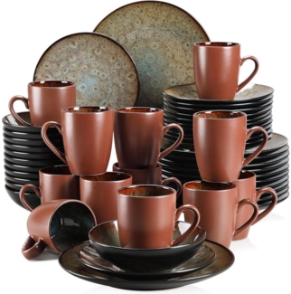 48tlg. Steinzeug Tafelservice vancasso BUBBLE Vintage Steingut Set braun