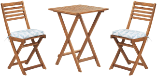 Bistro Set mit Kissen FIJI Holz Blau