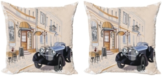 Abakuhaus Kissenbezüge Modern Accent Doppelseitiger Digitaldruck, (2 Stück), Jahrgang Old School Car Cafe