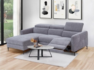 Vente-unique - Eckrelaxsofa elektrisch - Ecke links - Stoff - Grau - FUSETA