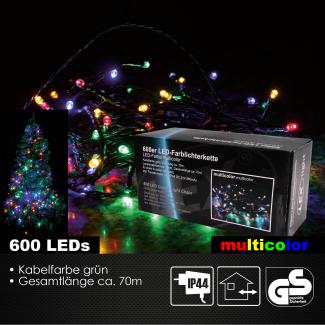 600er LED Lichterkette bunt multicolor Farblichterkette Weihnachten 230V IP44