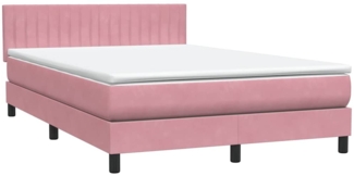 vidaXL Boxspringbett mit Matratze Rosa 140x220 cm Samt 3316454