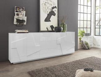 Sideboard >Piacenza< in Weiß-Hochglanz - 220x86x44cm (BxHxT)