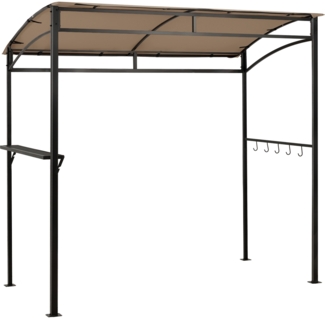 Grillpavillon Wetterfest Metallrahmen mit Regal & Haken 216 x 134 x 211 cm Braun