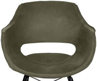 Armlehnstuhl 4er-Set JAZZ Microfaser olive Metall schwarz