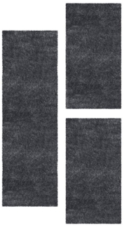SIMPEX24 Hochflor-Bettumrandung Unicolor - Einfarbig, Höhe 50 mm, (Bett-Set, 3-tlg, Bettvorlage), Schlafzimmer Teppich Bettumrandung Läufer Set 3 teilig