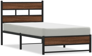 vidaXL Metallbett ohne Matratze Eichen-Optik 75x190 cm 4017316