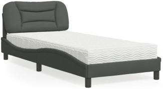 vidaXL Bett mit Matratze Dunkelgrau 80x200 cm Stoff 3208493