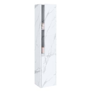 Hängeschrank HWC-L86, Badschrank Highboard Hochschrank, MVG Melamin 2 Türen 3 Fächer 160x33cm ~ Marmor-Optik weiß