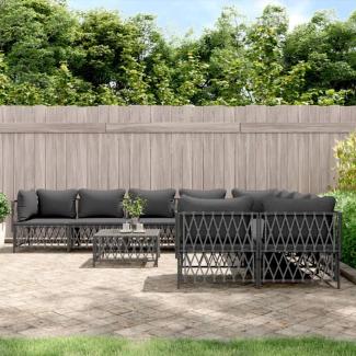 vidaXL 9-tlg. Garten-Lounge-Set mit Kissen Anthrazit Stahl